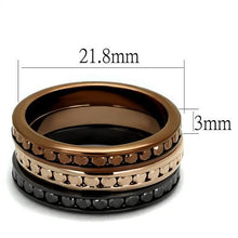 Load image into Gallery viewer, 3W1208 - IP Rose Gold & IP Light Black & IP Light coffee Brass Ring with Top Grade Crystal  in Multi Color