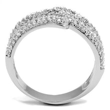 Load image into Gallery viewer, 3W1214 - Rhodium Brass Ring with AAA Grade CZ  in Clear