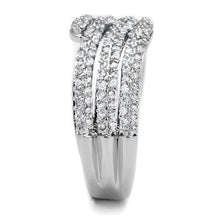 Load image into Gallery viewer, 3W1214 - Rhodium Brass Ring with AAA Grade CZ  in Clear