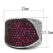 Load image into Gallery viewer, 3W1217 - Rhodium + Ruthenium Brass Ring with AAA Grade CZ  in Ruby