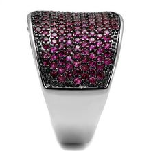 Load image into Gallery viewer, 3W1217 - Rhodium + Ruthenium Brass Ring with AAA Grade CZ  in Ruby