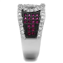 Load image into Gallery viewer, 3W1243 - Rhodium + Ruthenium Brass Ring with AAA Grade CZ  in Ruby