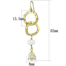 Load image into Gallery viewer, 3W1312 - Gold Brass Earrings with Semi-Precious Pearl in White