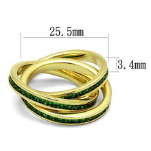 Load image into Gallery viewer, 3W1327 - Gold Brass Ring with Synthetic Synthetic Glass in Emerald