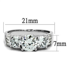 Load image into Gallery viewer, 3W1343 - Rhodium Brass Ring with AAA Grade CZ  in Clear
