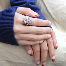 Load image into Gallery viewer, 3W1436 - Rhodium Brass Ring with AAA Grade CZ  in Clear