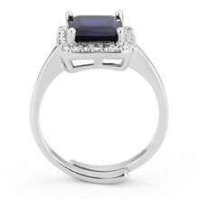 Load image into Gallery viewer, 3W143 - Rhodium Brass Ring with Synthetic Synthetic Glass in Montana