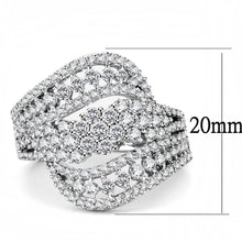 Load image into Gallery viewer, 3W1445 - Rhodium Brass Ring with AAA Grade CZ  in Clear
