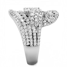 Load image into Gallery viewer, 3W1445 - Rhodium Brass Ring with AAA Grade CZ  in Clear