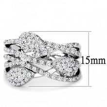 Load image into Gallery viewer, 3W1446 - Rhodium Brass Ring with AAA Grade CZ  in Clear