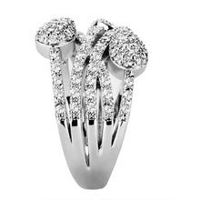 Load image into Gallery viewer, 3W1446 - Rhodium Brass Ring with AAA Grade CZ  in Clear