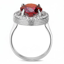 Load image into Gallery viewer, 3W1455 - Rhodium Brass Ring with AAA Grade CZ  in Garnet
