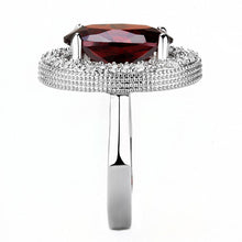 Load image into Gallery viewer, 3W1455 - Rhodium Brass Ring with AAA Grade CZ  in Garnet