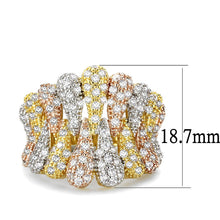 Load image into Gallery viewer, 3W1462 - Tricolor Brass Ring with AAA Grade CZ  in Clear