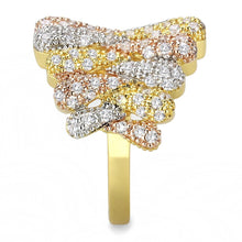 Load image into Gallery viewer, 3W1462 - Tricolor Brass Ring with AAA Grade CZ  in Clear