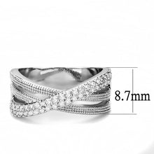 Load image into Gallery viewer, 3W1464 - Rhodium Brass Ring with AAA Grade CZ  in Clear