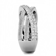 Load image into Gallery viewer, 3W1464 - Rhodium Brass Ring with AAA Grade CZ  in Clear