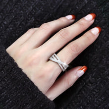 Load image into Gallery viewer, 3W1464 - Rhodium Brass Ring with AAA Grade CZ  in Clear