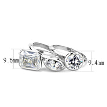 Load image into Gallery viewer, 3W1486 - Rhodium Brass Ring with AAA Grade CZ  in Clear