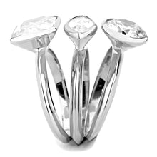 Load image into Gallery viewer, 3W1486 - Rhodium Brass Ring with AAA Grade CZ  in Clear