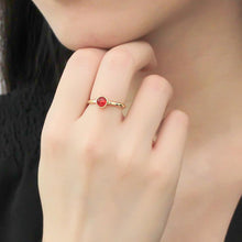 Load image into Gallery viewer, 3W1496 - Gold Brass Ring with Synthetic Synthetic Glass in Garnet