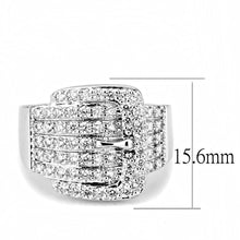 Load image into Gallery viewer, 3W1502 - Rhodium Brass Ring with AAA Grade CZ  in Clear