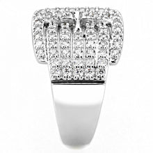 Load image into Gallery viewer, 3W1502 - Rhodium Brass Ring with AAA Grade CZ  in Clear