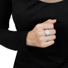 Load image into Gallery viewer, 3W1502 - Rhodium Brass Ring with AAA Grade CZ  in Clear
