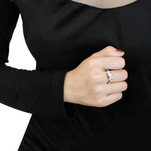 Load image into Gallery viewer, 3W1512 - Rhodium Brass Ring with AAA Grade CZ  in Clear