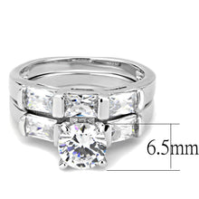 Load image into Gallery viewer, 3W1515 - Rhodium Brass Ring with AAA Grade CZ  in Clear