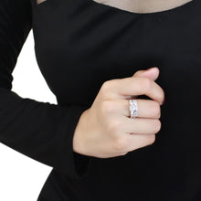 Load image into Gallery viewer, 3W1515 - Rhodium Brass Ring with AAA Grade CZ  in Clear