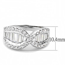 Load image into Gallery viewer, 3W1518 - Rhodium Brass Ring with AAA Grade CZ  in Clear