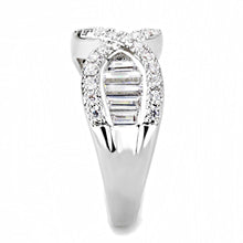 Load image into Gallery viewer, 3W1518 - Rhodium Brass Ring with AAA Grade CZ  in Clear