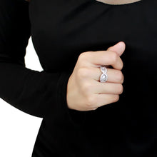 Load image into Gallery viewer, 3W1518 - Rhodium Brass Ring with AAA Grade CZ  in Clear