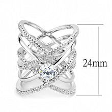 Load image into Gallery viewer, 3W1528 - Rhodium Brass Ring with AAA Grade CZ  in Clear