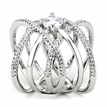 Load image into Gallery viewer, 3W1528 - Rhodium Brass Ring with AAA Grade CZ  in Clear