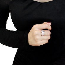 Load image into Gallery viewer, 3W1532 - Rhodium Brass Ring with AAA Grade CZ  in Clear
