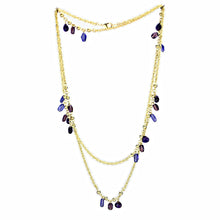 Load image into Gallery viewer, 3W1538 - Gold Brass Necklace with Semi-Precious Amethyst Crystal in Amethyst