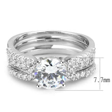 Load image into Gallery viewer, 3W1554 - Rhodium Brass Ring with AAA Grade CZ  in Clear