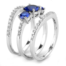 Load image into Gallery viewer, 3W1566 - Rhodium Brass Ring with Synthetic Spinel in London Blue