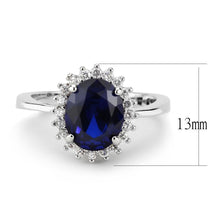 Load image into Gallery viewer, 3W1602 - Rhodium Brass Ring with AAA Grade CZ  in London Blue
