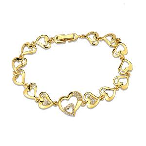 3W1632 - Flash Gold Brass Bracelet with AAA Grade CZ in Clear