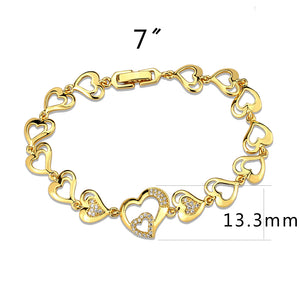 3W1632 - Flash Gold Brass Bracelet with AAA Grade CZ in Clear