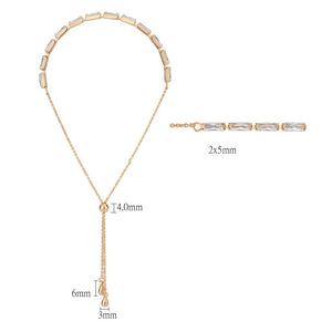 3W1654 - Rose Gold Brass Bracelet with AAA Grade CZ in Clear