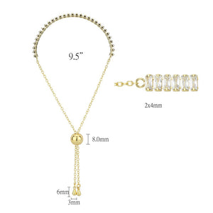 3W1674 - Gold Brass Bracelet with AAA Grade CZ in Clear