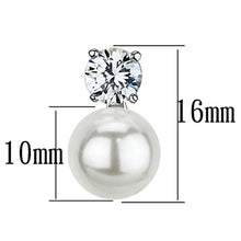 Load image into Gallery viewer, 3W348 - Rhodium Brass Earrings with Synthetic Pearl in White