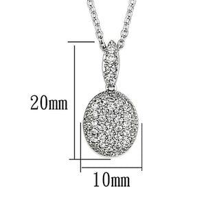 3W432 - Rhodium Brass Necklace with AAA Grade CZ  in Clear