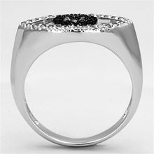 Load image into Gallery viewer, 3W470 - Rhodium + Ruthenium Brass Ring with AAA Grade CZ  in Black Diamond