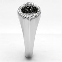 Load image into Gallery viewer, 3W470 - Rhodium + Ruthenium Brass Ring with AAA Grade CZ  in Black Diamond