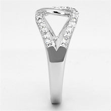 Load image into Gallery viewer, 3W474 - Rhodium Brass Ring with AAA Grade CZ  in Clear